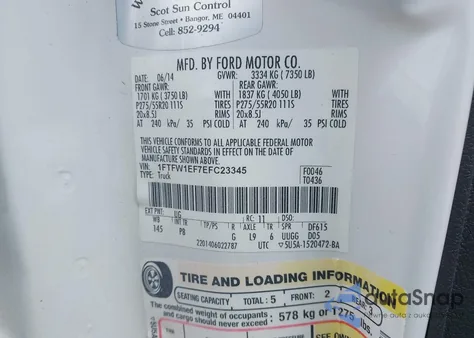 2014 Ford F150 Supercrew z USA, uszkodzony, nr VIN 1FTFW1EF7EFC23345